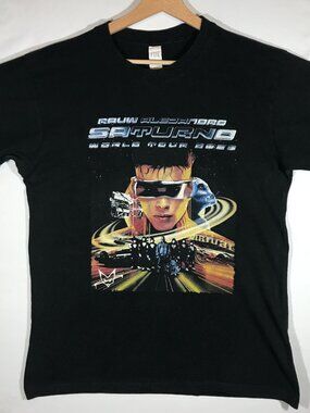 Adult's Large Black Short Sleeve Rauw Alejandro Saturno World Tour 2023 T-Shirt